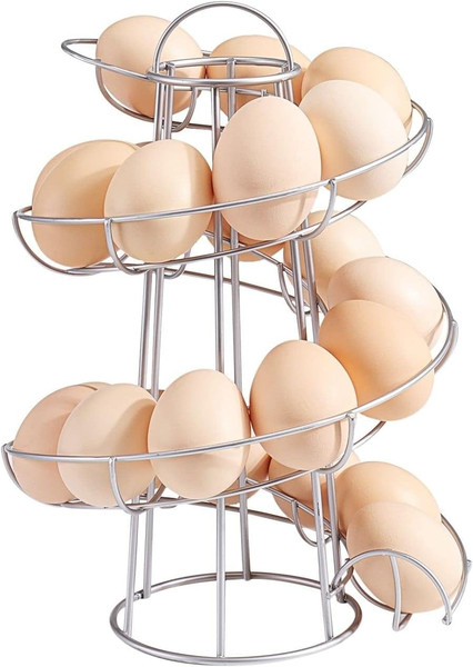 Vigor Egg Holder Countertop Freestanding Wired & Spiral Medium Egg Display Egg Holder for Fresh Eggs - Grey