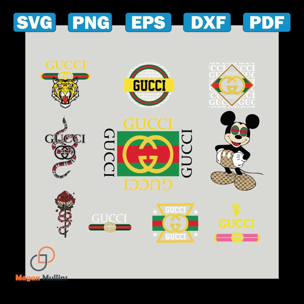 Gucci Logo Black White Bundle Svg, Brand Svg, Mickey Mouse S