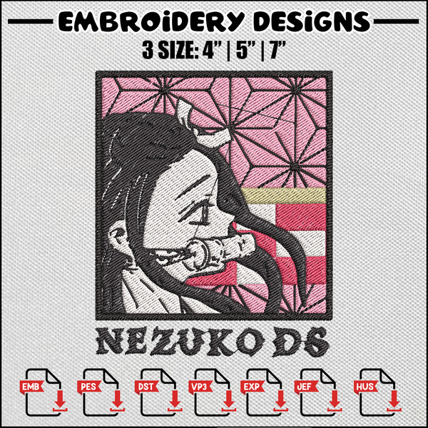 Nezuko ds embroidery design