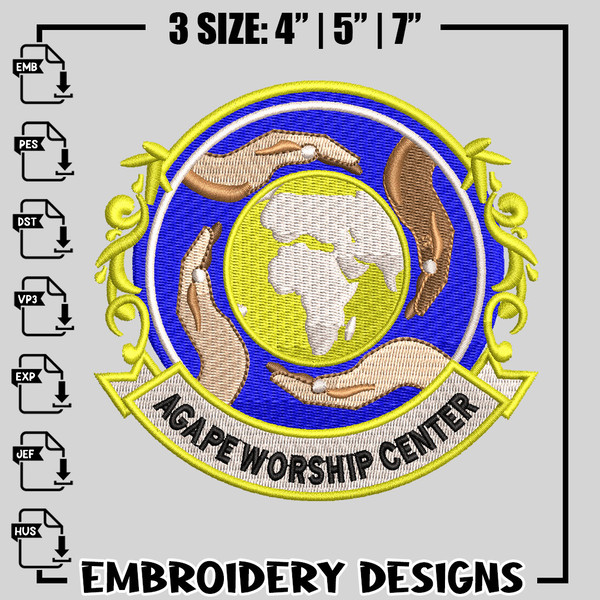 Agape Worship Center embroidery design