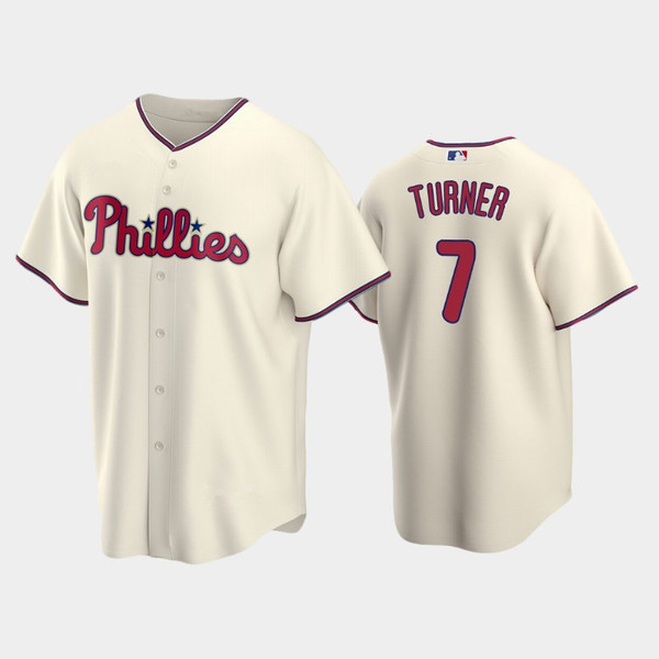 Men's Trea Turner Philadelphia Phillies Alternate Cream Repl