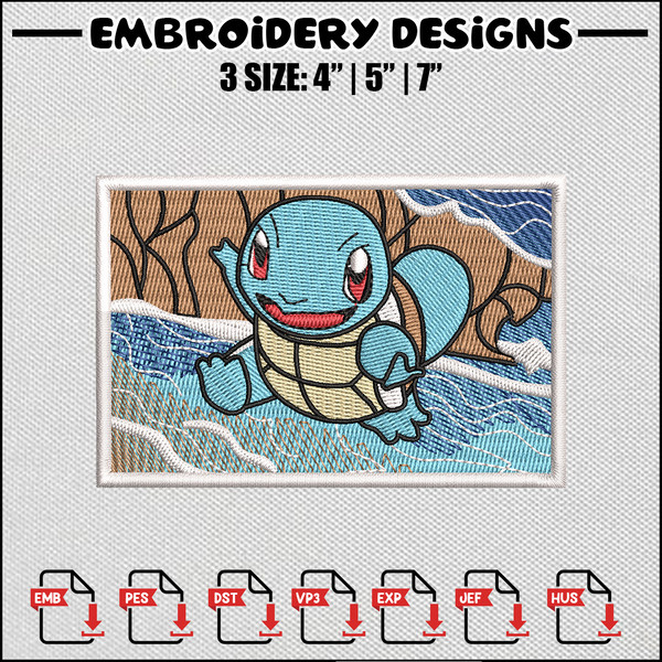 Squirtle box embroidery design