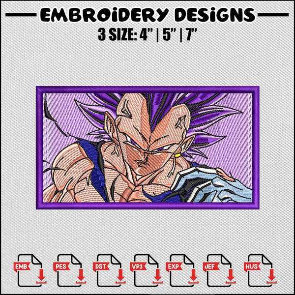 Vegeta ego embroidery design