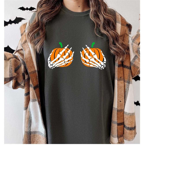 Skeleton Hand T-Shirt, Hand Bra Shirt, Funny Halloween Shirt - Inspire  Uplift