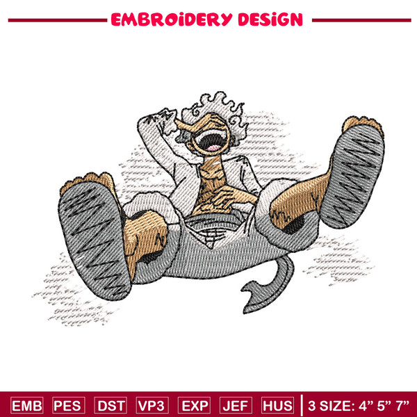 Luffy gear 5 embroidery design, One piece embroidery, Anime design, Embroidery shirt, Embroidery file, Digital download.jpg