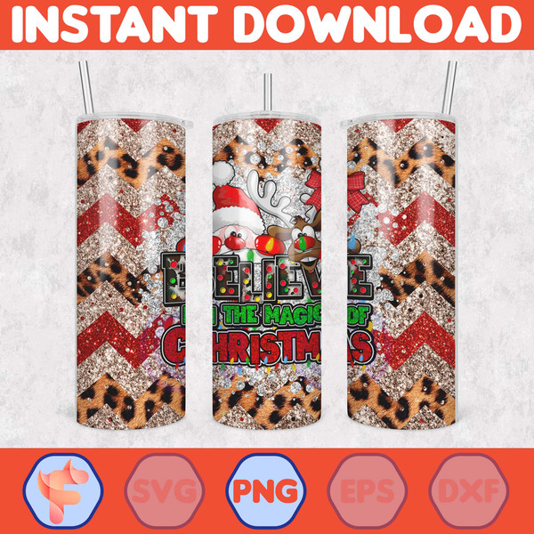 Christmas Tumbler Sublimation Designs, 20oz Skinny Tumbler Wrap, Cartoon Funny Christmas Design Tumbler PNG (5).jpg