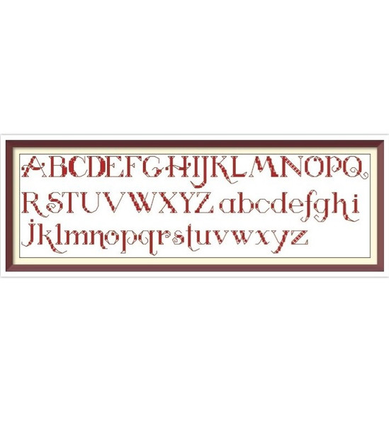 Alphabet - Cross Stitch Pattern -  Antique Sampler - PDF Counted Vintage Pattern - Reproduction of 19th century.jpg