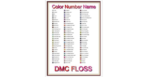 DMC Color Chart in PDF - FREE Template Download