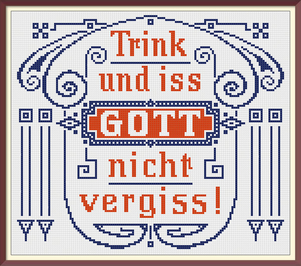 Slogan. Cross Stitch Pattern. Traditional German Maxims. Vintage Sampler PDF Counted. German Household Items. Reproduction of 19th century (2).jpg