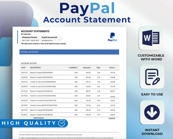 bank statement of account template