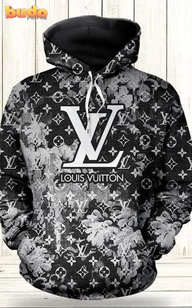 Louis Vuitton Grey Unisex Hoodie For Men Women Luxury Brand LV