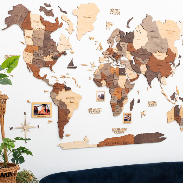 Wood Wall Map, World Map Wall Art, Large Travel Decor, House - Inspire  Uplift