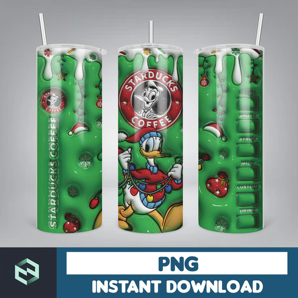 Mickey And Friend Star Coffee 3D Inflated Christmas Sublimation Tumbler Design PNG, 20 Oz Digital Tumbler Wrap PNG Download (4).jpg