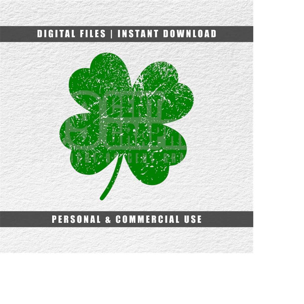 Four Leaf Clover Instant Digital Download, SVG, PNG, JPG Files