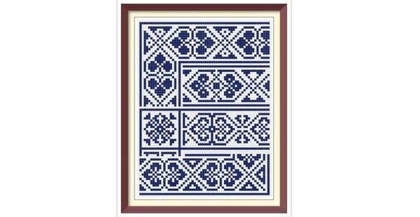 Borders - Cross Stitch Pattern - Corners, Inserts and General Motifs - Antique Sampler PDF Counted Vintage Pattern - Reproduction 1890.jpg