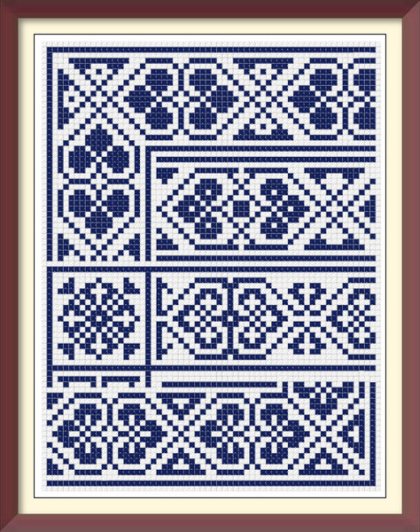 Borders - Cross Stitch Pattern - Corners, Inserts and General Motifs - Antique Sampler PDF Counted Vintage Pattern - Reproduction 1890 (2).jpg