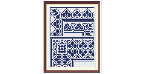 Borders - Cross Stitch Pattern - Corners, Inserts and General Motifs - Antique Sampler PDF Counted Vintage Pattern - Reproduction 1890.jpg