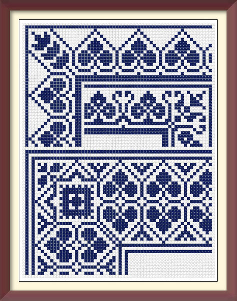 Borders - Cross Stitch Pattern - Corners, Inserts and General Motifs - Antique Sampler PDF Counted Vintage Pattern - Reproduction 1890 (2).jpg