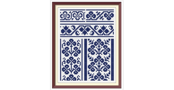 Borders - Cross Stitch Pattern - Corners, Inserts and General Motifs - Antique Sampler PDF Counted Vintage Pattern - Reproduction 1890.jpg