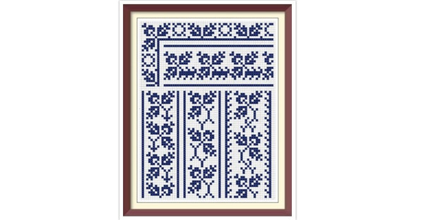 Borders - Cross Stitch Pattern - Corners, Inserts and General Motifs - Antique Sampler PDF Counted Vintage Pattern - Reproduction 1890.jpg