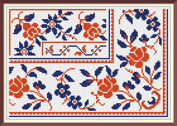 Borders - Cross Stitch Pattern - Corners, Inserts and General Motifs - Antique Sampler PDF Counted Vintage Pattern - Reproduction of 19th century (2).jpg