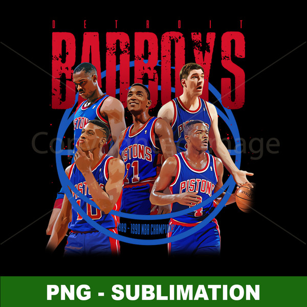 Detroit Pistons Bad Boys - Vintage PNG Digital Download - Relive the Intensity and Grit of NBAs Toughest Team