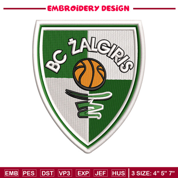 Bc zalgiris embroidery design, Logo embroidery, Embroidery file, Embroidery shirt, Emb design, Digital download.jpg