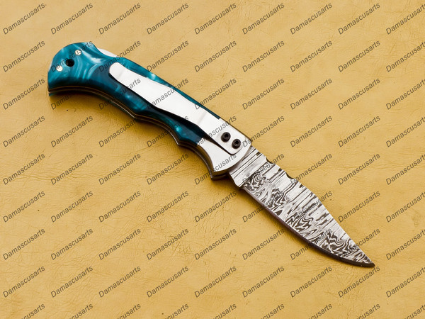 Damascus Pocket Folding Knife 5.JPG