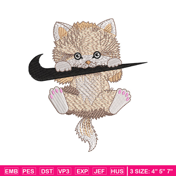 Nike cat cute embroidery design, Cat embroidery, Nike design, Embroidery shirt, Embroidery file, Digital download.jpg