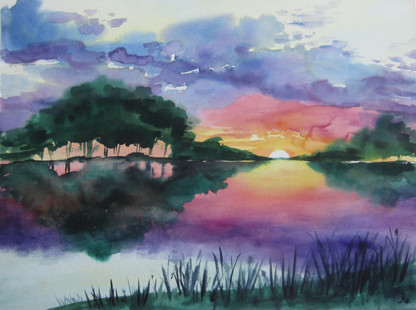 Forest Sunset Watercolor Painting for Beginners