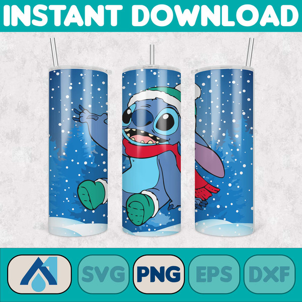 Christmas Stitch Tumbler Wrap, Stitch Sublimation Designs, 20 oz Stitch Tumbler, Cartoon Christmas Tumbler PNG, Commercial Use (106).jpg