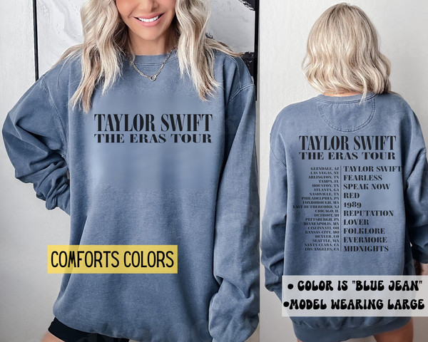 Taylor Swift Eras Tour Sweatshirt with Dates, Eras Tour Blue - Inspire  Uplift