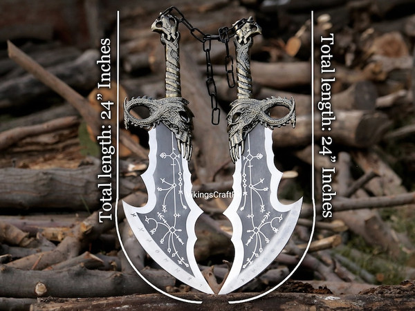 God of War Blades of Chaos Sword Twin Blades GOW Kratos Metal