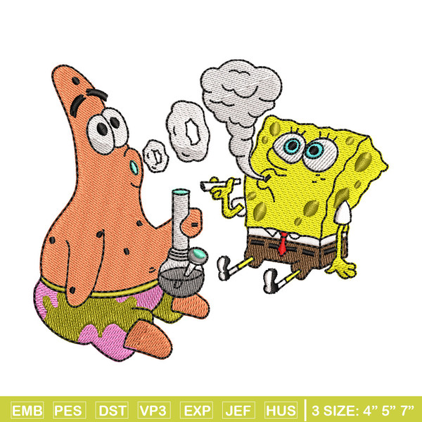 Spongebob smoke embroidery design, Spongebob embroidery, Emb design, Embroidery shirt, Embroidery file, Digital download.jpg