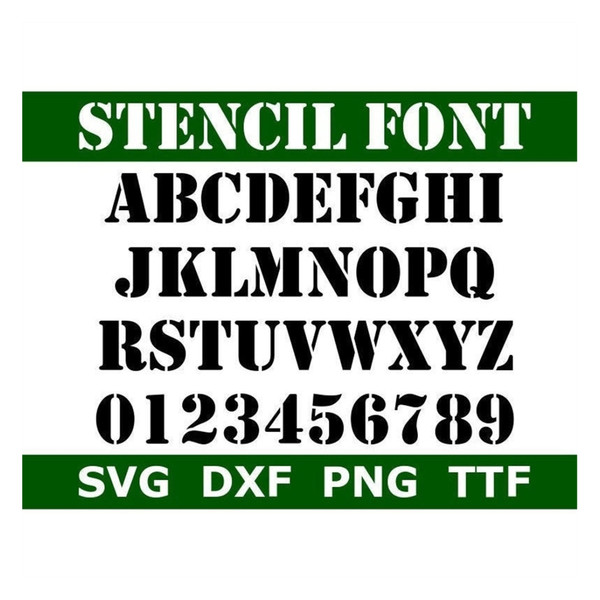 Stencil Font SVG TTF, Stencil Alphabet, Army Font, School F - Inspire ...