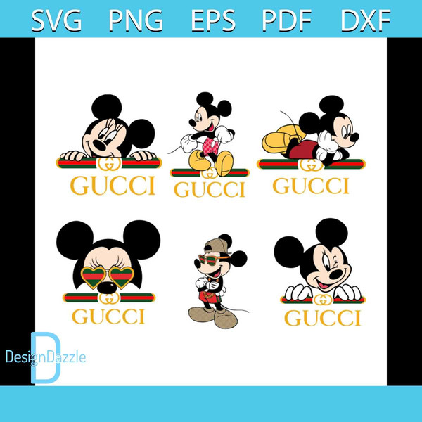 Gucci Logo Bundle Svg, Brand Svg, Gucci Svg, Mikcey Mouse Sv