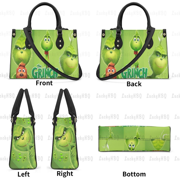 Grinch Leather Handbag,Grinch Christmas Handbag,Grinch Lover's Handbag,Custom Leather Bag, Woman Handbag, Custom Leather Bag, Shopping Bag - 4.jpg