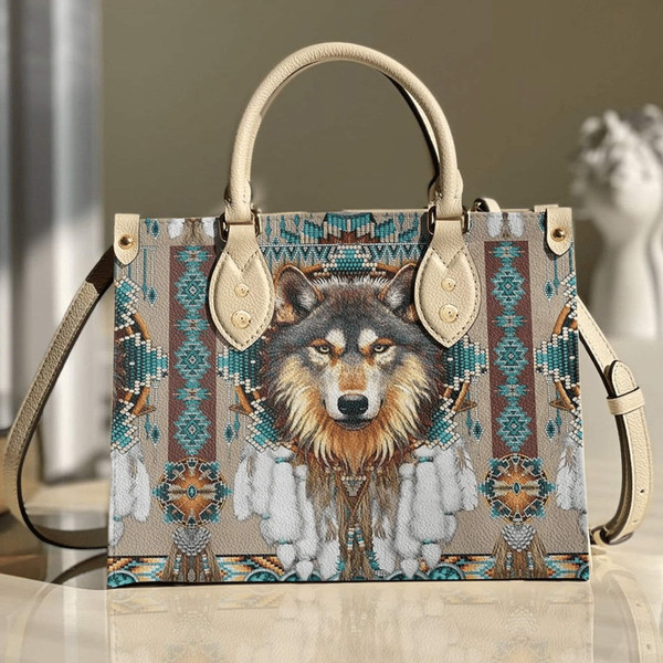 Native Wolf  Leather Bag, Wolf Handbag, Custom Leather Bag, Woman Handbag, Custom Leather Bag, Shopping Bag, Handmade Bag - 1.jpg