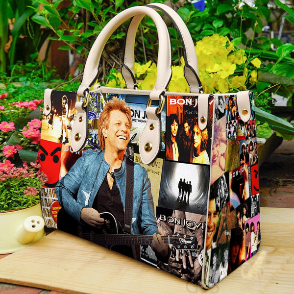 Bon Jovi Women Leather Bag,Bon Jovi Women Bags And Purse,Bon Jovi Lovers HandBag,Custom Leather Bag,Rock Band Leather Bag,Women Handbag - 1.jpg