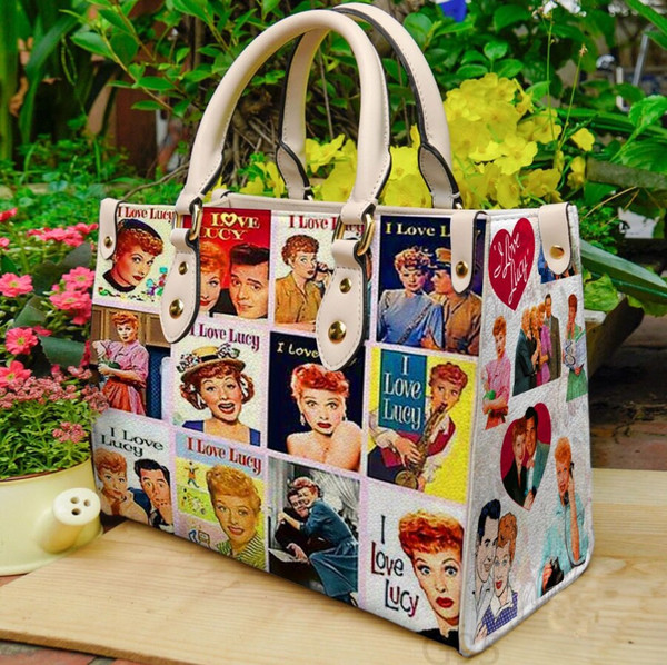 I Love Lucy Sitcom women leather hand bag, I Love Lucy Lover Handbag, Woman Handbag, Custom Leather Bag, Personalized Bag, Shopping Bag - 1.jpg