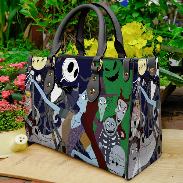 Nightmare Before Christmas Women leather hand bag,Jack And Sally Woman Handbag,Jack Skellington Lover Handbag,Custom Nightmare Leather Bag - 2.jpg