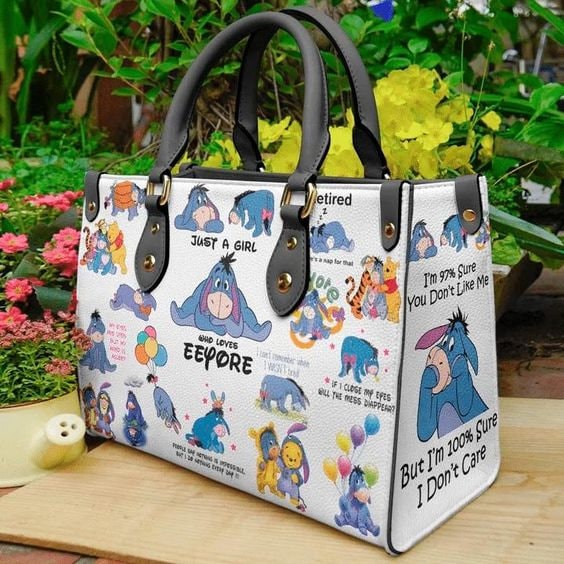 Winnie The Pooh Eeyore Women leather hand bag,Eeyore Woman Handbag,Eeyore Lover's Handbag,Custom Leather Bag,Personalized Bag,Shopping Bag - 1.jpg