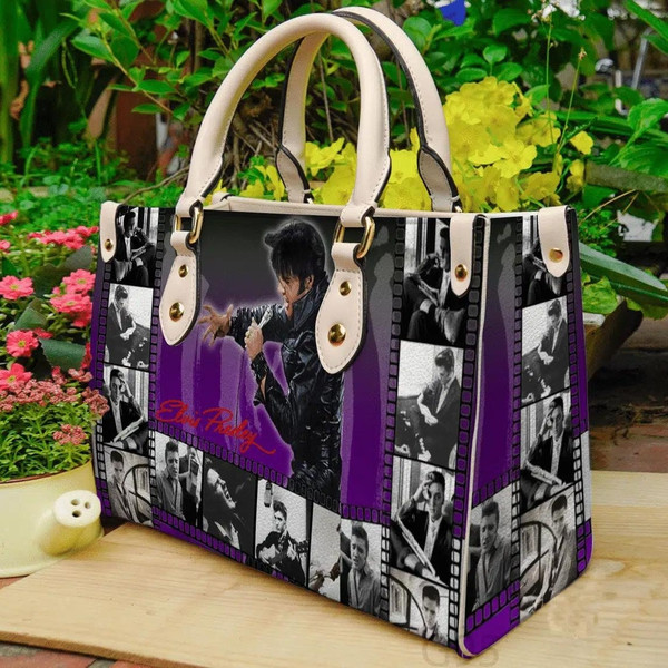 Elvis Presley Leather Handbag, Elvis Presley Print Women Bag, Personalized Leather BagPurseTote Bag, Custom Singer Shoulder Bag - 1.jpg