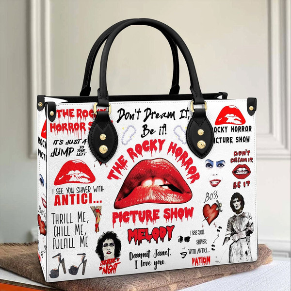 The Rocky Horror Leather Handbag, Halloween Women Bag, Personalized Leather BagPurseTote Bag, Custom Horror Shoulder Bag - 1.jpg