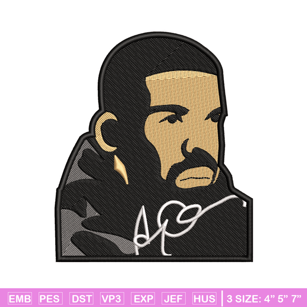 Drake man embroidery design, Drake embroidery, Embroidery file, Embroidery shirt, Emb design,Digital download.jpg