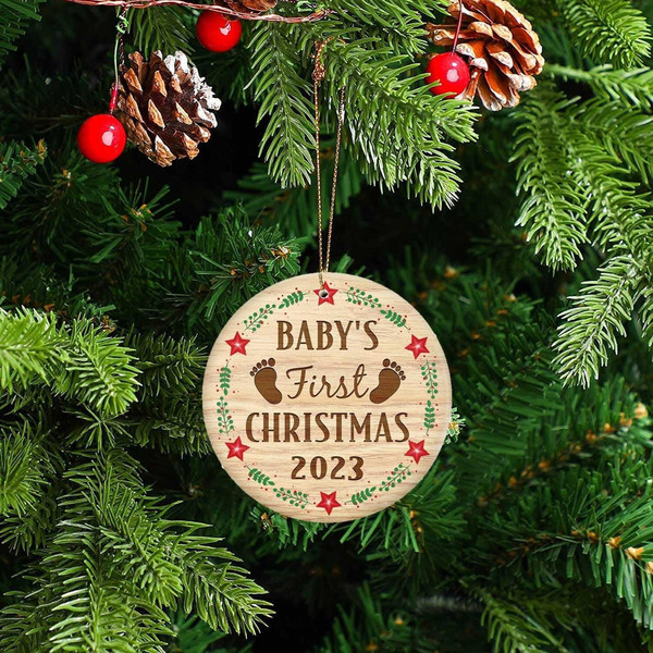 Baby First Christmas Ornament 2023, Newborn Baby Girl Boy Christmas Ornaments Gift, Christmas Tree Hanging Ornament, First Dad Mom Gift - 1.jpg