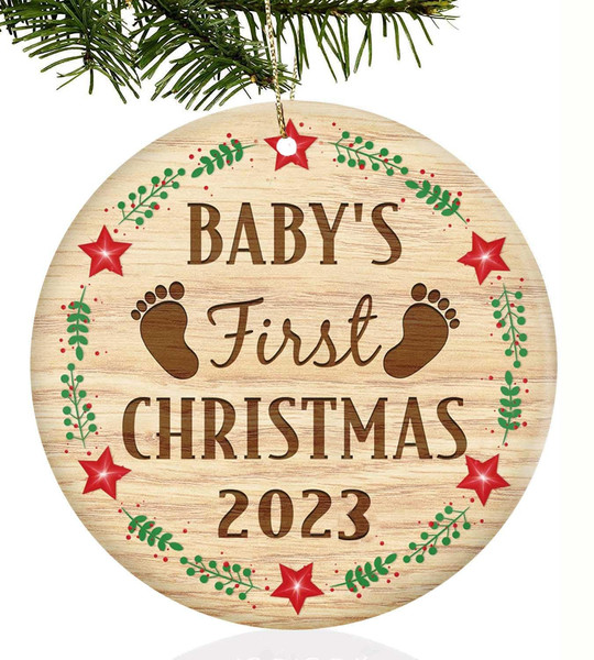 Baby First Christmas Ornament 2023, Newborn Baby Girl Boy Christmas Ornaments Gift, Christmas Tree Hanging Ornament, First Dad Mom Gift - 3.jpg