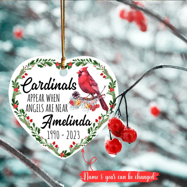 Cardinals Appear When Angels are Near Ornament, Personalized Red Cardinal Christmas Ornament 2022, Custom Cardinal Memorial Ornament - 3.jpg