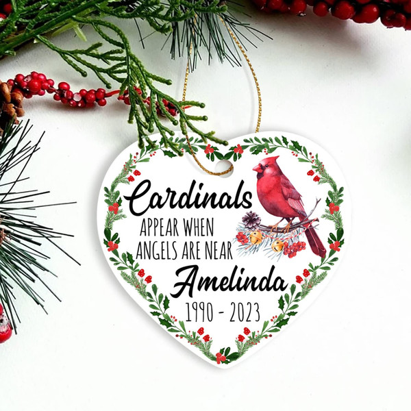 Cardinals Appear When Angels are Near Ornament, Personalized Red Cardinal Christmas Ornament 2022, Custom Cardinal Memorial Ornament - 4.jpg