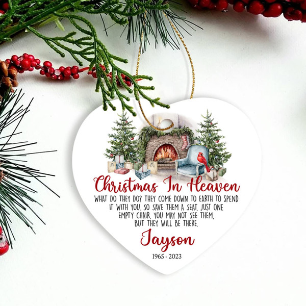 Christmas in Heaven Red Cardinal Ornament, Personalized Red Cardinal Christmas Ornament 2023, Custom Cardinal Memorial Ornament - 2.jpg